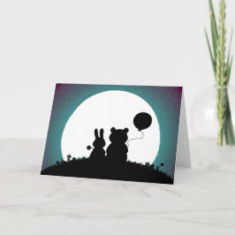 Mooie trouwkaart voor konijn en beer kaart