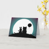 Mooie trouwkaart voor konijn en beer kaart (Gele Bloem)