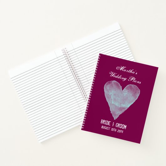 Mooie trouwnotitieboek met rustieke waterverf hart notitieboek (Binnen)