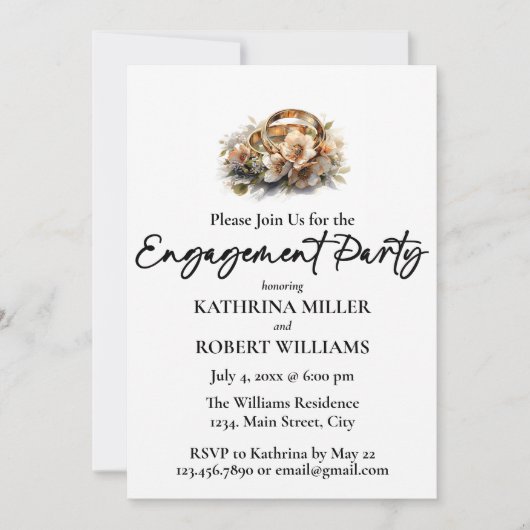 Mooie trouwring, verlovingsfeest kaart (Voorkant)