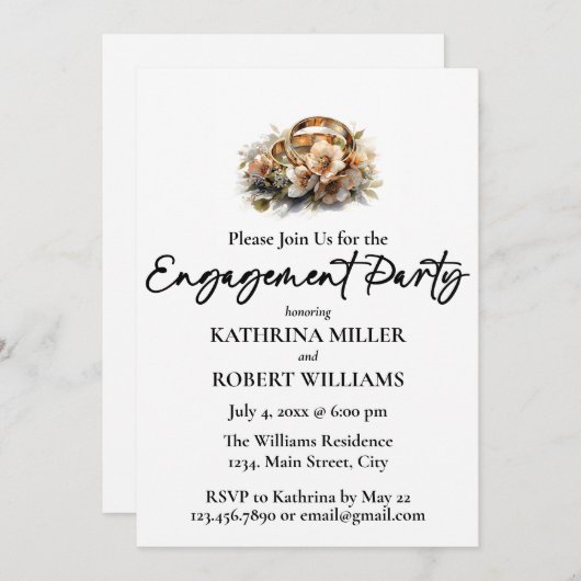 Mooie trouwring, verlovingsfeest kaart (Voorkant / Achterkant)