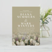 Mooie trouwuitnodiging met witte tulpen kaart (Staand voorkant)