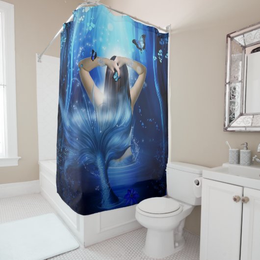 Mooie True Blue Mermaid Douchegordijn (In situ)
