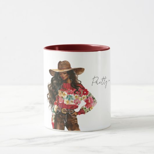 Mooie trui met rode bloemen mok (Midden)