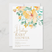 Mooie tuin geel groene bloemige baby shower kaart (Voorkant)