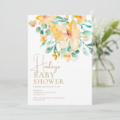 Mooie tuin geel groene bloemige baby shower kaart (Staand voorkant)