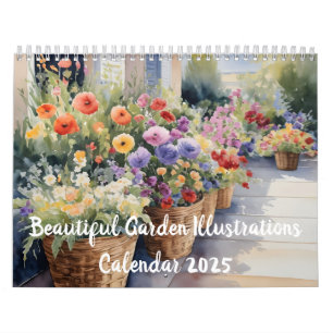 Mooie tuin illustraties kalender
