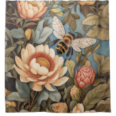 Mooie tuinbij met proteasebloemen douchegordijn (Voorkant)