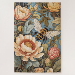 Mooie tuinbij met proteasebloemen legpuzzel
