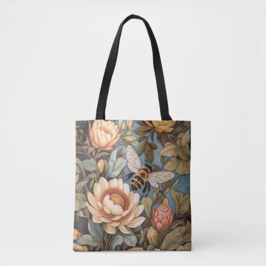 Mooie tuinbij met proteasebloemen tote bag (Voorkant)