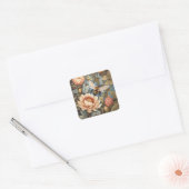Mooie tuinbij met proteasebloemen vierkante sticker (Envelop)