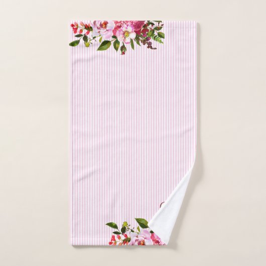 Mooie tuinbloemen Aangepaste monogram stripes Bad Handdoek (Handdoek)