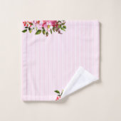 Mooie tuinbloemen Aangepaste monogram stripes Bad Handdoek (Wasdoekje)