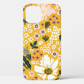 Mooie tuinbloemen op gele achtergrond. Zee Case-Mate iPhone Case