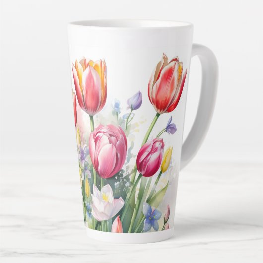 Mooie Tulip Flower Latte Mok (Rechterhoek)