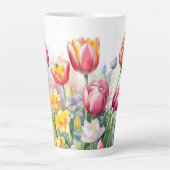 Mooie Tulip Flower Latte Mok (Voorkant)