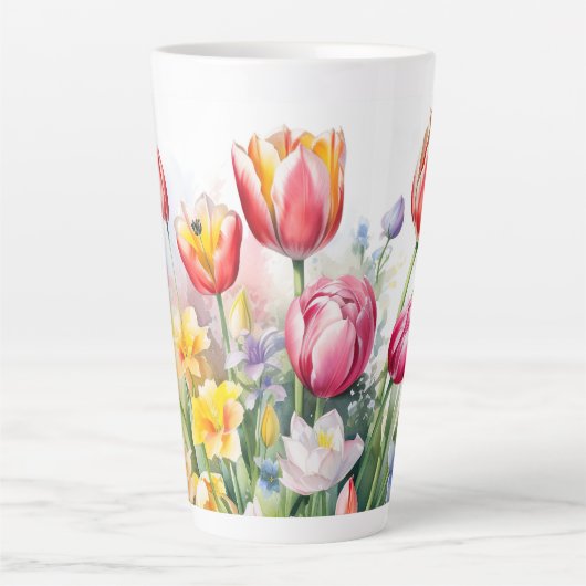 Mooie Tulip Flower Latte Mok (Voorkant)