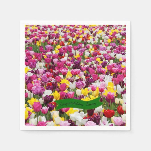Mooie Tulip Garden Paper Napkins Servet (Voorkant)