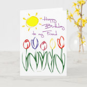Mooie Tulip Sketch Verjaardag Kaart voor Vriend (Gele Bloem)