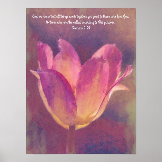 Mooie Tulp Bloem Art Bijbel Verse Poster (Voorkant)