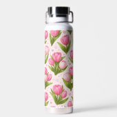 Mooie Tulp Bloem Esthetische Waterfles (Achterkant)