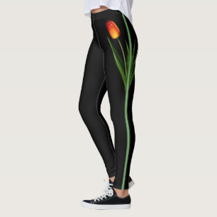 Mooie Tulp Bloem op Zwart Leggings