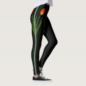 Mooie Tulp Bloem op Zwart Leggings (Rechts)