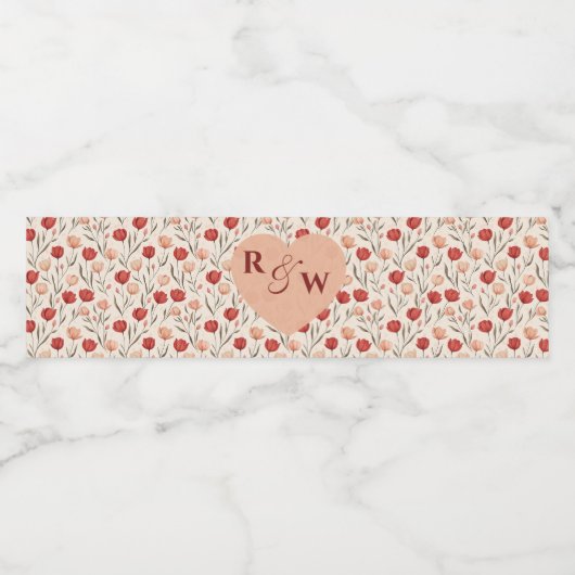 Mooie tulp Bloem Wilde bloem Trouw Waterfles Waterfles Etiket (Enkel label)