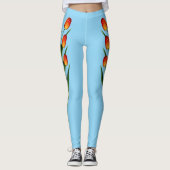 Mooie Tulp Bloemen op Turquoise Leggings (Voorkant)