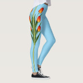 Mooie Tulp Bloemen op Turquoise Leggings (Rechts)