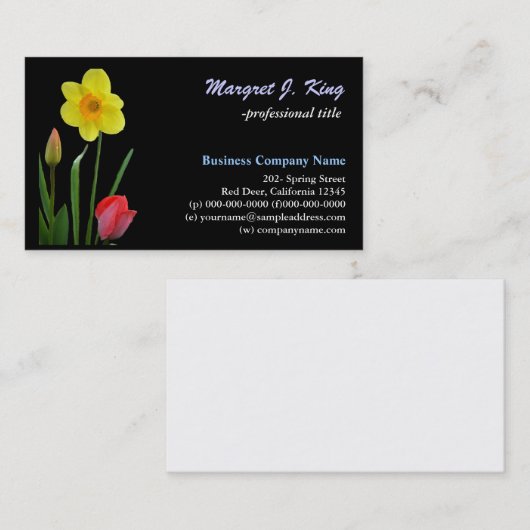 Mooie tulp en visitekaartje van daffodilerende blo (Voorkant / Achterkant)