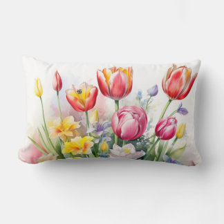 Mooie Tulpen Bloem Sierkussen Hout Kussen