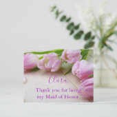 Mooie tulpen Dank u Maid of Honor Briefkaart (Staand voorkant)