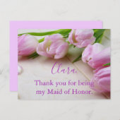 Mooie tulpen Dank u Maid of Honor Briefkaart (Voorkant / Achterkant)