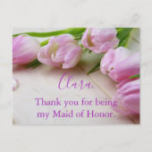 Mooie tulpen Dank u Maid of Honor Briefkaart (Voorkant)
