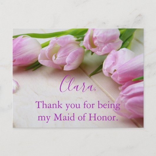 Mooie tulpen Dank u Maid of Honor Briefkaart (Voorkant)