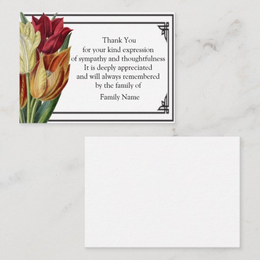 Mooie Tulpen Hartelijk dank Notitiekaartje (Voorkant / Achterkant)