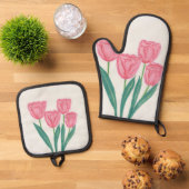 Mooie tulpen ovenwant & pannenlap set (Top down)