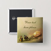 Mooie  tulpenknop vierkante button 5,1 cm (Voorkant /achterkant)