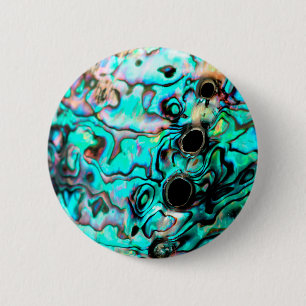 Mooie turquoise abalone paua shell ronde button 5,7 cm