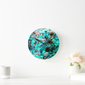 Mooie turquoise abalone paua shell ronde klok (Huis)