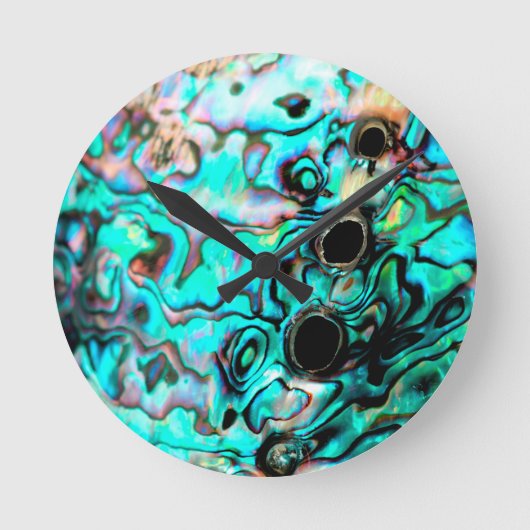 Mooie turquoise abalone paua shell ronde klok (Voorkant)