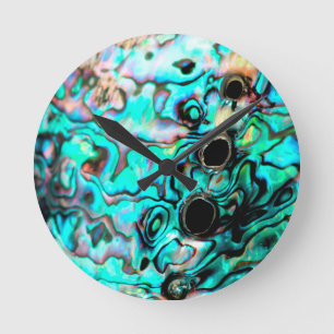 Mooie turquoise abalone paua shell ronde klok