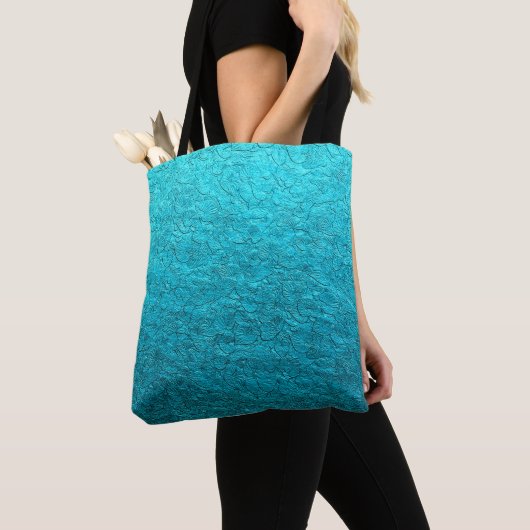 Mooie turquoise bladeren tote bag (Dichtbij)