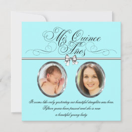 Mooie turquoise blauwe foto Quinceanera Kaart