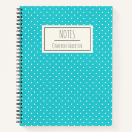 Mooie turquoise blauwe polka stippen gepersonalise notitieboek