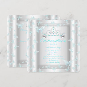 Mooie Turquoise Blauwe Quinceanera Feesttiara Vlin Kaart
