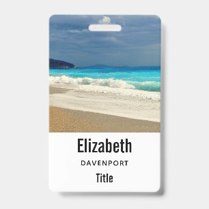 Mooie turquoise blauwe zee tropische fotografie badge