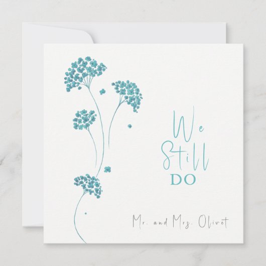 Mooie turquoise bloemen Hernieuwing van geloften 2 Kaart (Voorkant)