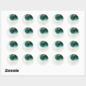 Mooie Turquoise Bloemige Gouden Bruiloft Ronde Sticker (Vel)